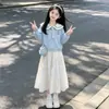 Conjunto de Sudadera con Solapa Estilo Academia para Niñas 2026 Nuevo Conjunto de Dos Piezas de Top y Falda para Otoño Infantil