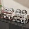 Suporte Drenante para Copos de Água de Camada Dupla Bancada de Mesa de Jantar Prateleira Oca para Armazenamento de Xícaras de Chá Xícaras de Café Canecas Aparador