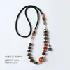 [Onírico] Madera de Agarwood Qinan Verde Retro de Alta Gama Pulsera de Cuerda Tejida a Mano Desmontable Pulsera Collar Doble Propósito para Mujeres