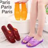 Pantuflas planas de cristal para mujer para madres, sandalias de gel para baño de verano con suela gruesa y tacón de cuña, pantuflas transparentes antideslizantes para exteriores