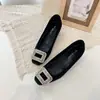 Aumento de 6CM Hebilla Cuadrada de Pedrería Punta Cuadrada Tacón Grueso Zapatos de Salón Mujer 2026 Otoño Nuevo Francés Con Felpa Cálidos Tacones Altos