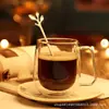 Venta al por mayor de fábrica acero inoxidable forma creativa de hojas cuchara de café cuchara para mezclar cuchara de postre hojas tenedor de frutas traje