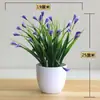 Lindas Plantas Decorativas Pequenas em Vasos Flores de Plástico Flores Artificiais Conjunto de Flores de Simulação Decoração de Bonsai Sala de Estar Casa Arranjo Floral Plantas em Vasos