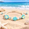 Conjunto de Collar y Pulsera de Estrella de Mar y Tortuga de Cerámica Elemento Oceánico Flor de Arcilla Blanda Estéreo Joyería Trenzada Ajustable