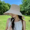 Sombrero de Protección Solar de Nuevo Estilo para Mujer, Sombrilla de Verano de Ala Ancha Transpirable de Seda de Hielo, Sombrero de Pescador con Chal, Sombrero de Sol con Protección UV