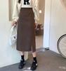 Falda de línea A de longitud media con abertura Nueva falda para primavera y otoño Cintura alta Aspecto adelgazante Talla grande Para personas con sobrepeso Informal Falda de longitud media que cubre la cadera