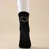 Calcetines de Media Pantorrilla Transfronterizos con Estampado de Leopardo y Patrón de Corazón para Mujer, Delgados y Transpirables para Primavera y Otoño, Absorbentes del Sudor, Elegantes y Únicos, Estilo Universitario