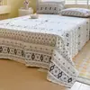 Sábana de Cama de Tela Gruesa de Algodón Puro Engrosado, Pieza Única, Adecuada para Todas las Estaciones, Funda Nórdica de Lino 100% Algodón, Juego de Sábanas Ajustables para Dormitorio Individual, Juego de Tres Piezas