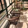 Juego de Tres Piezas de Silla de Ratán, Mesa de Café, Mesa y Sillas de Té para el Ocio, Mesa y Sillas de Ratán para Exteriores de Patio, Sillas de Té para Balcón