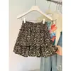 Falda de Pastel con Volantes de Leopardo para Mujer Verano 2024 Nueva Falda Abullonada de Cintura Alta Falda de Cintura Abullonada Falda Plisada