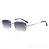 2024 Nuevo Verano Color Gradual Celebridad Cyber Gafas de Sol para Mujer Gafas de Sol sin Montura de Lujo Avanzado Bordeado Venta al por Mayor