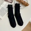 Meias para Mulheres Estilo Coreano Ins Tendência Meias Longas com Laços Simples e Doces Meias Menina Preppy Atacado