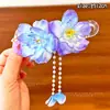 Pinza para el Cabello de Flor con Borlas y Pico de Pato para Niñas, Pasador para la Parte Trasera de la Cabeza, Accesorio para el Cabello para Niñas, Pinza de Garra para Moño de Cabello, Pasador