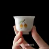 Taza de Té de Loquat Pintada a Mano de Porcelana Blanca Mi Yan Cerámica Hecha a Mano de Pared Delgada Taza Maestra Individual para Degustación de Té en Casa Taza Aromática