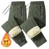 Pantalones de algodón ultrasónicos transfronterizos, pantalones casuales de algodón con borrego de invierno para hombre, talla grande, casual, holgados, forrados de polar, pantalones de correr engrosados