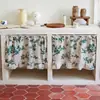 Cortina para Gabinete Estilo Étnico, Algodón y Lino Estampado Geométrico Retro, Cortina para Puerta sin Taladro, Cortina Divisoria, Cortina para Horno con Amarre