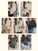 Camiseta de Manga Larga con Cuello Redondo y Rayas Verticales para Mujer Color Sólido Texturizada Adelgazante Agradable a la Piel Versátil Estilo Básico Prenda Interior