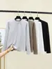 Camiseta Térmica de Manga Larga para Mujer Otoño Invierno Elegante Versátil Adelgazante Delgada Capa Base de Felpa Talla Grande Espesa Cuello Redondo