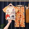 Pijama Infantil, Calça Longa para Meninas, Roupas de Verão de Manga Curta, Conjunto de Roupas Caseiras Fofas de Princesa para Crianças de Meia-Idade e Mais Velhas, Adequado para Usar Fora
