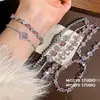 Princesa Fugitiva Flor Rosa Pedras Preciosas Pulseira Luxo Leve Pulseira de Alta Qualidade Doce Menina Moda de Nicho Joias