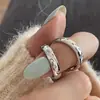 Anillo de Diamantes Pequeños Microincrustados Estilo Japonés-Coreano para Mujer Estilo Frío Ins Nicho Lujo Ligero Sentido de Alta Gama Anillo Abierto Ajustable