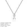 Emanco Moda Europeia e Americana Nicho Personalizado Joias Aço Inoxidável Mini Quadrado Pequeno Pingente de Zircônia Colar