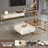 Mesa de Café de Piedra Sinterizada Sala de Estar Hogar Moderno Minimalista Apartamento Pequeño 2026 Nueva Mesa de Café Cuadrada de Vidrio Apartamento Pequeño