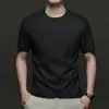 Camiseta Casual Masculina de Algodão de Alta Qualidade, Cor Sólida, Manga Curta, Ombro Caído, Tamanho Grande, Gola Redonda, Verão 2026