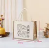 Bolsa de Patchwork de Lona, Bolsa de Yute para Niños Personalizada de Graffiti DIY, Bolsa de Regalo sin Estampar, Bolsa de Lona