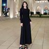 Vestido Básico de Gola Redonda e Manga Longa Estilo Hepburn, Emagrecedor, Novo Estilo Outono e Inverno, Elegante de Alta Qualidade, Cintura Marcada, Vestido Longo Justo para Mulheres