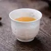 Diseño Propicio de Dragón y Fénix Porcelana de Jade Bambú de Tinta Taza de Maestro Taza de Té Cerámica Taza Individual Juego de Caja de Regalo Regalo de Negocios Adecuado para Uso en Casa Estilo Sencillo