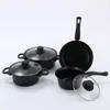 Set de ollas de exportación personalizado de trece piezas Olla para leche Olla para sopa Platos Planos Sartén Tapa Pala Set Set de ollas