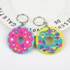 Llavero creativo de PVC con forma de donut de diamante, colgante de dibujos animados, gotas de pegamento suave, bonito accesorio de decoración para bolsos.