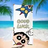 Toalha de banho de secagem rápida infantil de grandes dimensões Giz de cera Pequena nova toalha de praia Microfibra Velo de dupla face Toalha de praia com impressão digital