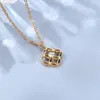 Acero de titanio oro de 18 quilates colgante de dinero moda trébol de cuatro hojas de la suerte diamante niños dama collar para regalo de novia