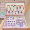 Colar Pulseira Desenho Animado Infantil Caixa de Presente Anel de Princesa Presente de Aniversário para Menina Caixa de Joias Dia das Crianças