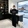 Jaqueta de Algodão Patchwork Estilo Coreano Moda Nova Inverno 2026 Feminina Curta Casual Petite Quente Outerwear