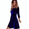 Vestido Slim de Outono Europeu e Americano Transfronteiriço AliExpress Vestido Longo de Veludo Dourado Saia Lisa de Cintura Alta