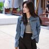 Foto Real # Jaqueta Jeans Casual Retro Americana Feminina Primavera e Outono Estilo Hong Kong Top Esportivo Tendência