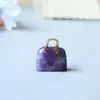 Mini Bolso de Tallado de Cristal Crudo Natural, Colgante de Bolso de Jade de Cristal, Adorno de Piedra Cruda de Ágata