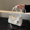 Simples All-match Grande Capacidade Beaded Underarm Pillow Bag Bolsa Feminina 2025 Nova Cor Sólida Retro Bolsa de Ombro Crossbody