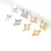 Colgante de Aro Doble de Oro Real de 18 Quilates con Zirconia de Color Duradero, Forma de Diamante, Joyería Hecha a Mano DIY, Pendientes, Collar, Colgante Pequeño D44C