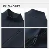 Nueva chaqueta cárdigan de algodón líquido de doble capa con cuello alto y mangas raglán para otoño e invierno, prenda superior personalizada para grupo con estampado de logo de marca de moda