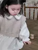 Vestido de otoño para niña, dulce vestido de princesa, vestido elegante para niñas pequeñas, conjunto de dos piezas de chaleco de otoño y vestido largo para bebé