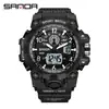 Reloj Electrónico de Moda Transfronterizo Sanda para Hombre Resistente al Agua Luminoso Despertador Multifuncional Reloj Deportivo para Hombre en stock Suministro Directo