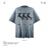 Camiseta de Algodão Puro Pesado 250g com Estampa de Silhueta Borrada, Manga Curta, Unissex, Marca da Moda, Caimento Solto, Atacado de Comércio Exterior Transfronteiriço