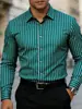 Camisa de Manga Larga Rayada Casual de Negocios para Hombre Nueva Camisa Elástica en Cuatro Direcciones