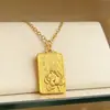 Colar Pingente de Lótus da Paz e Harmonia Estilo Chinês, Colar Pingente Quadrado com Charme de Lótus, Colar de Luxo Leve Estilo Chinês Novo de Alta Qualidade