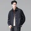 Camisa de mezclilla color original lavada estilo retro americano para hombre, nuevo estilo otoño 2026, corte holgado, cuello de solapa, chaqueta camisa de manga larga