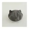 Boina Súper Linda de Estilo Coreano para Niños y Niñas de Cuatro Estaciones, Versátil y Linda con Orejas de Gatito, Boina Versátil y Elegante